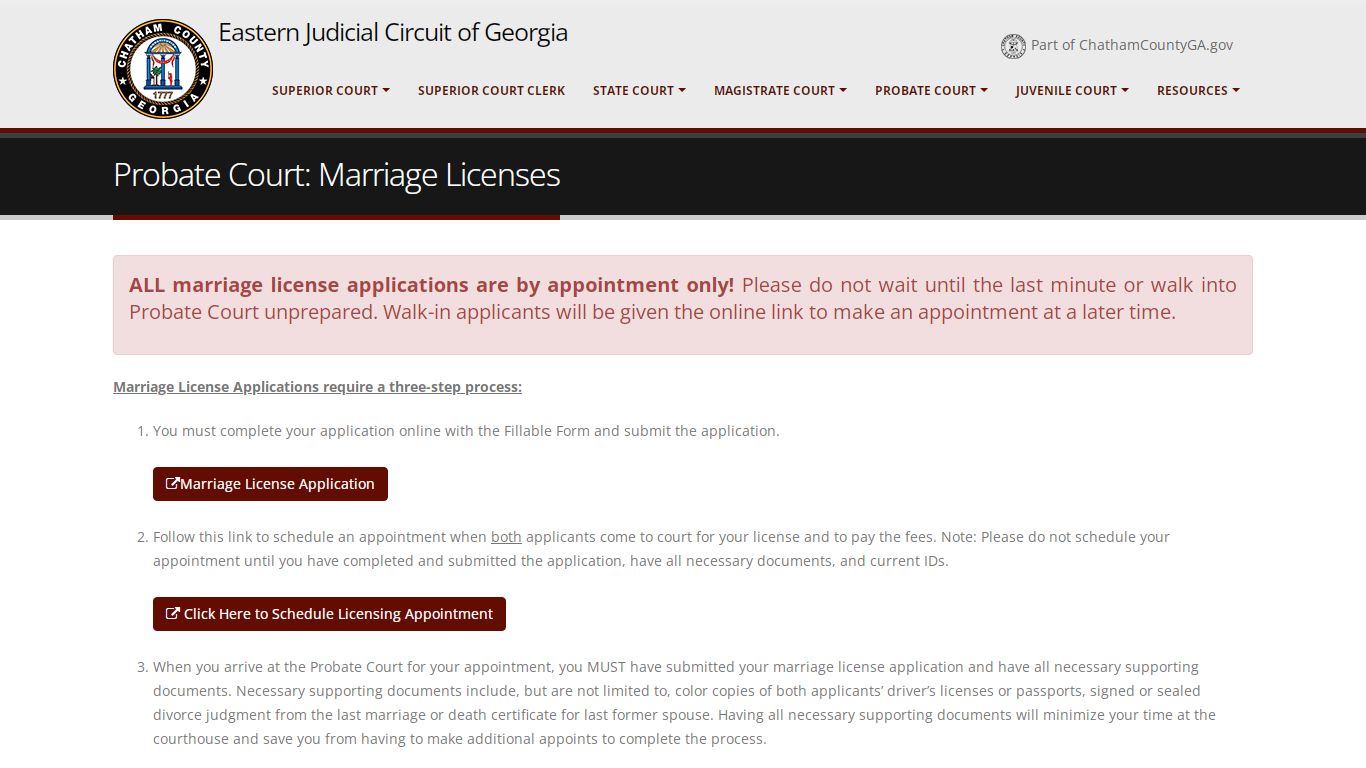 Chatham County, GA - Court System - Marriage Licenses