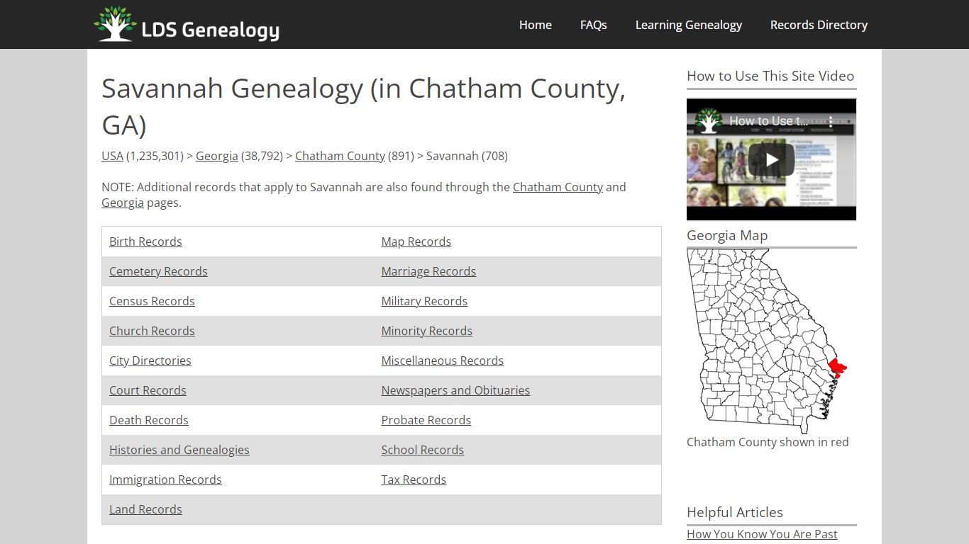Savannah Genealogy (in Chatham County, Georgia)
